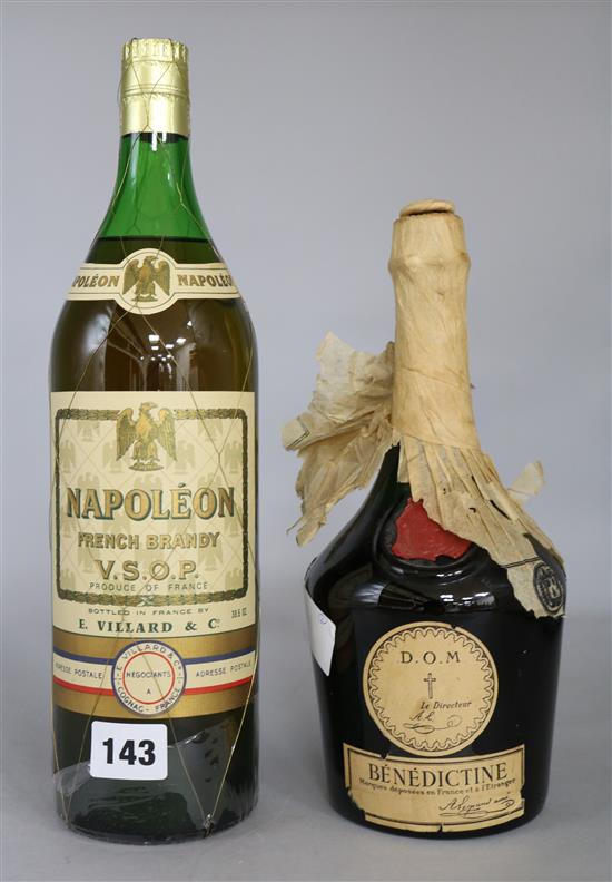 A bottle of Napoleon brandy, one bottle of Benedictine